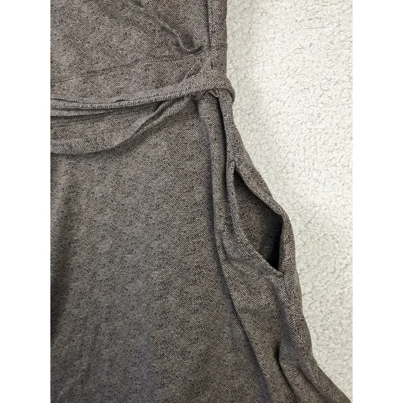 Toad & Co Small Womens Organic Cotton Waist Tie V-Neck Brown Midi Dress Pockets - Picture 10 of 12